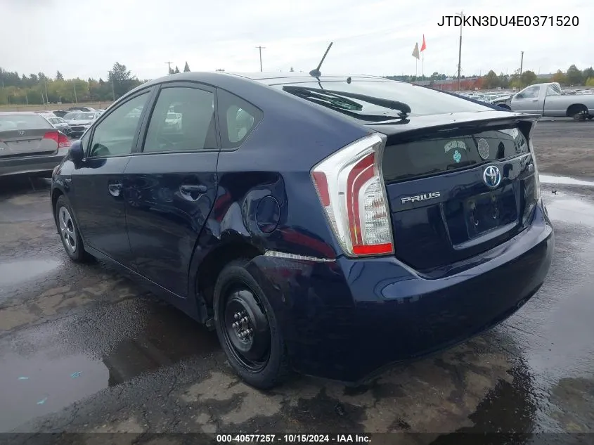 2014 Toyota Prius Two VIN: JTDKN3DU4E0371520 Lot: 40577257