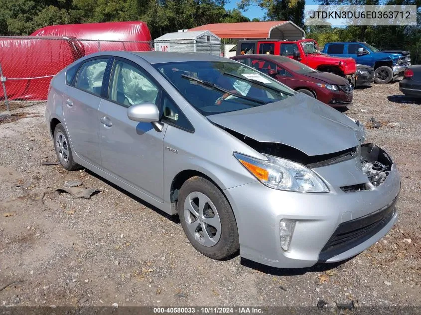 2014 Toyota Prius VIN: JTDKN3DU6E0363712 Lot: 40580033