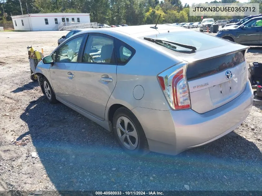 2014 Toyota Prius VIN: JTDKN3DU6E0363712 Lot: 40580033