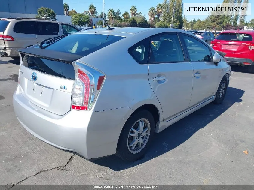 2014 Toyota Prius Five VIN: JTDKN3DU0E1819391 Lot: 40586467