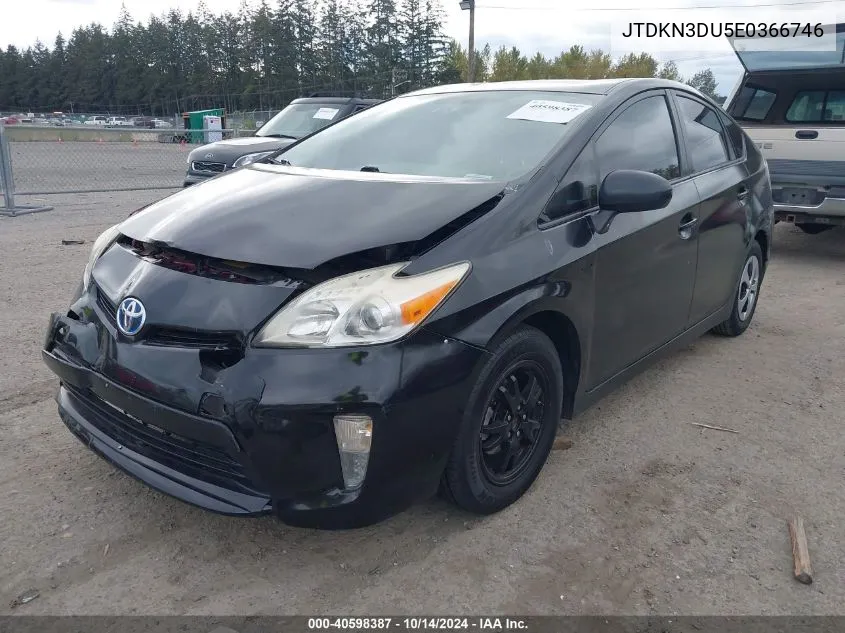 2014 Toyota Prius Two VIN: JTDKN3DU5E0366746 Lot: 40598387