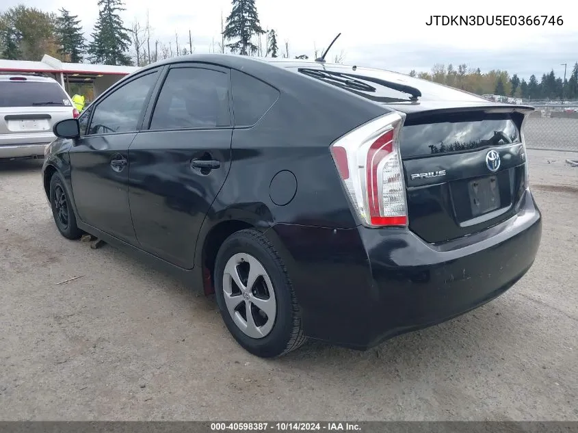 2014 Toyota Prius Two VIN: JTDKN3DU5E0366746 Lot: 40598387