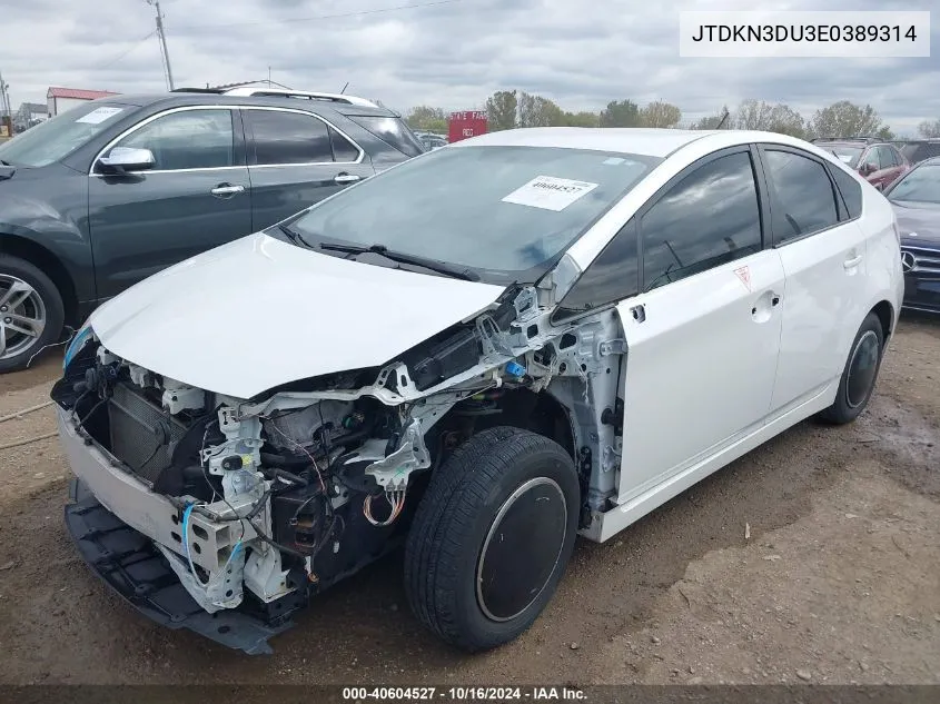 JTDKN3DU3E0389314 2014 Toyota Prius Two