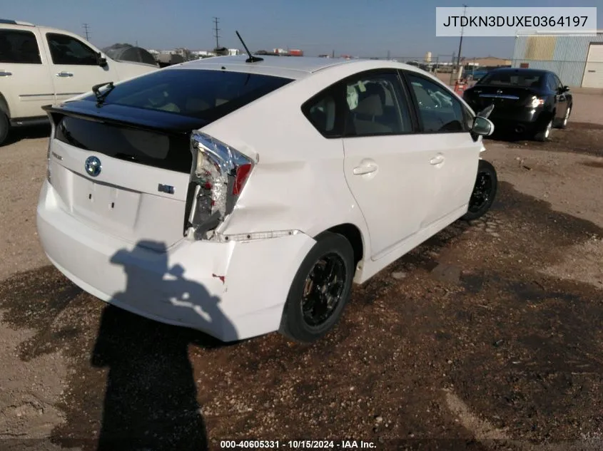 2014 Toyota Prius VIN: JTDKN3DUXE0364197 Lot: 40605331