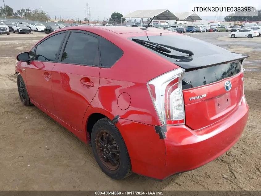 JTDKN3DU1E0383981 2014 Toyota Prius Four