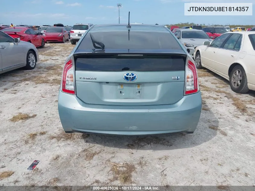 2014 Toyota Prius VIN: JTDKN3DU8E1814357 Lot: 40625036