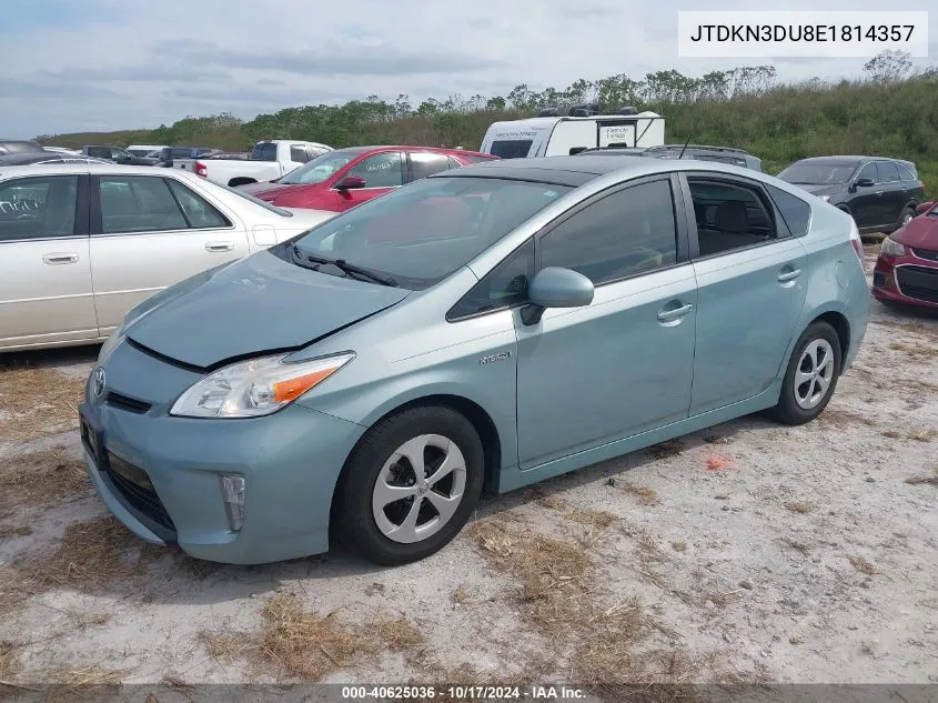 2014 Toyota Prius VIN: JTDKN3DU8E1814357 Lot: 40625036