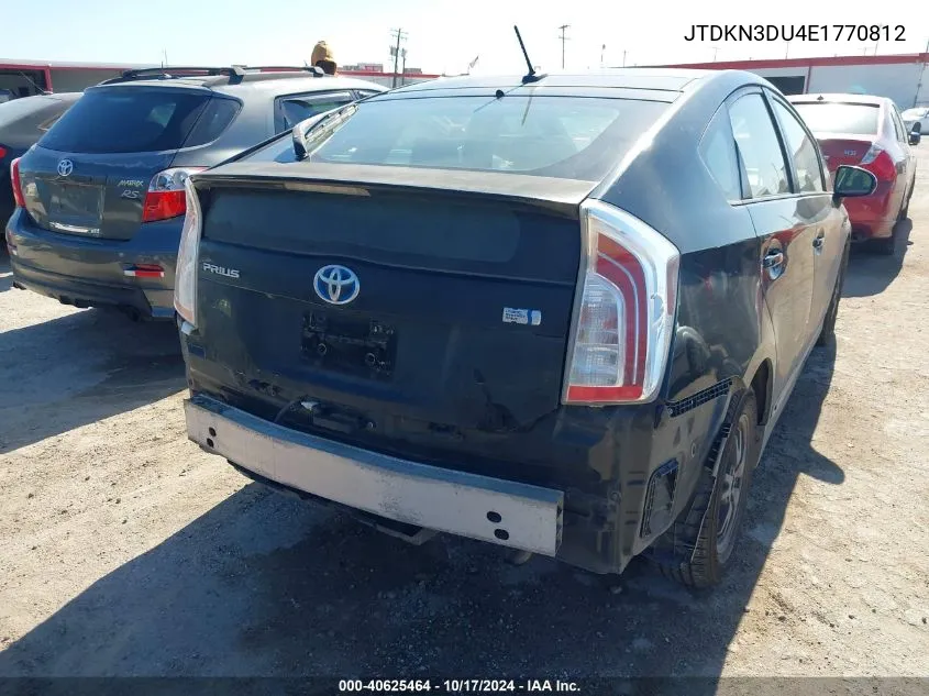 2014 Toyota Prius VIN: JTDKN3DU4E1770812 Lot: 40625464