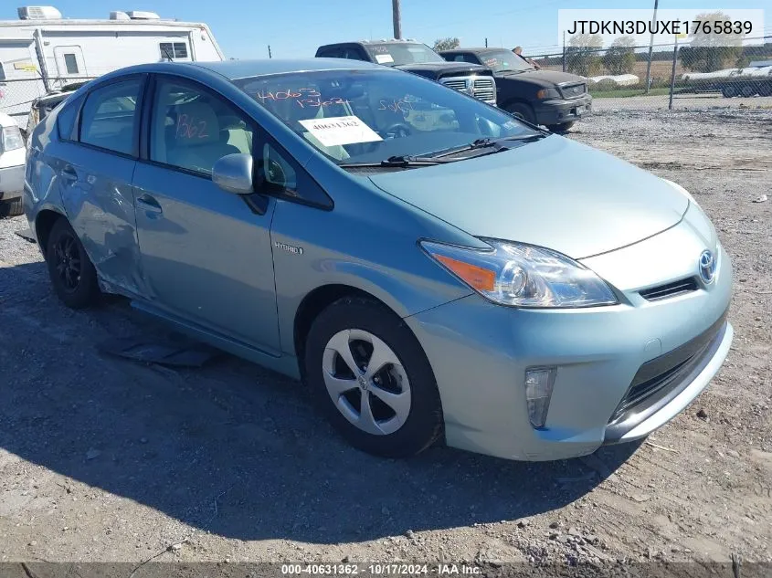 JTDKN3DUXE1765839 2014 Toyota Prius Two