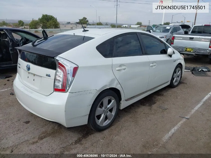 2014 Toyota Prius VIN: JTDKN3DU5E1745501 Lot: 40636095