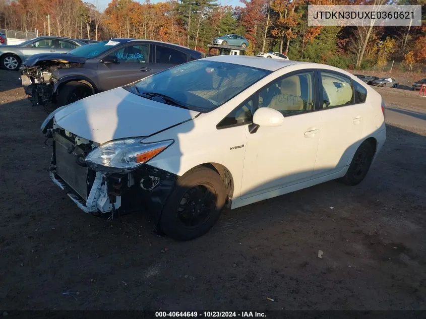 2014 Toyota Prius VIN: JTDKN3DUXE0360621 Lot: 40644649