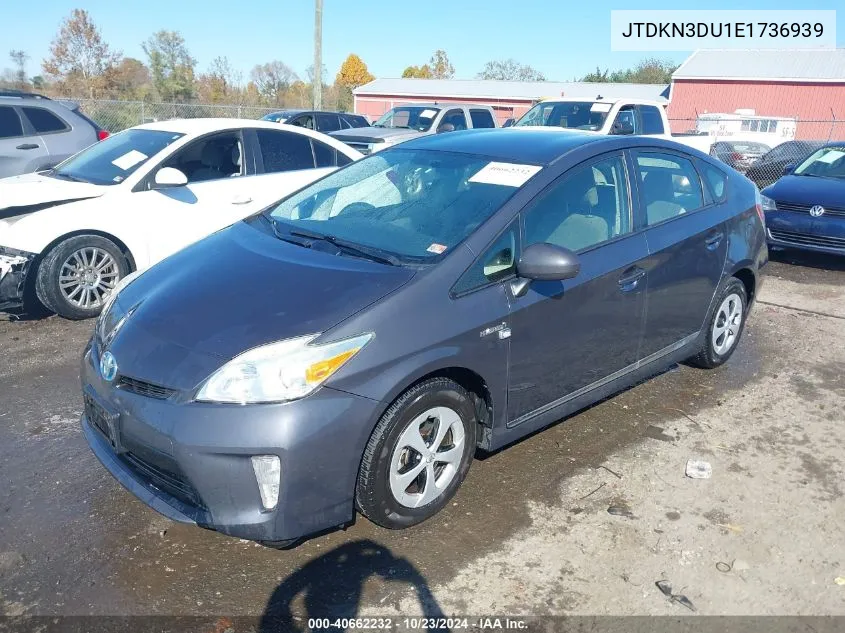 2014 Toyota Prius Two VIN: JTDKN3DU1E1736939 Lot: 40662232