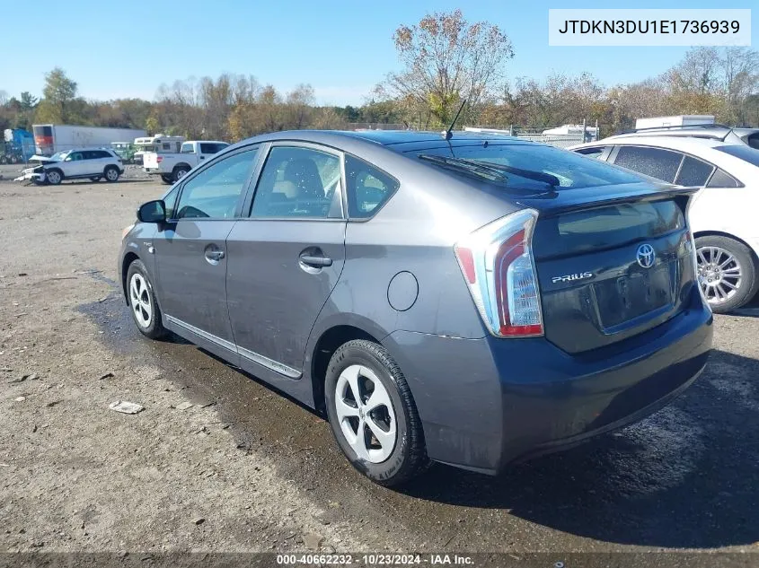 2014 Toyota Prius Two VIN: JTDKN3DU1E1736939 Lot: 40662232