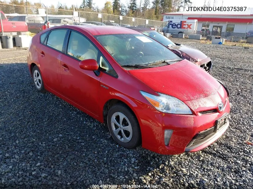 2014 Toyota Prius VIN: JTDKN3DU4E0375387 Lot: 40679380