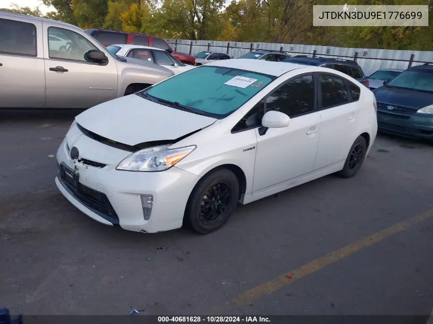 2014 Toyota Prius Four VIN: JTDKN3DU9E1776699 Lot: 40681628