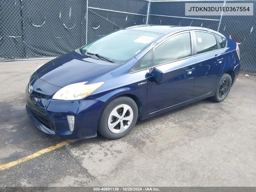 2014 Toyota Prius Two VIN: JTDKN3DU1E0367554 Lot: 40691139