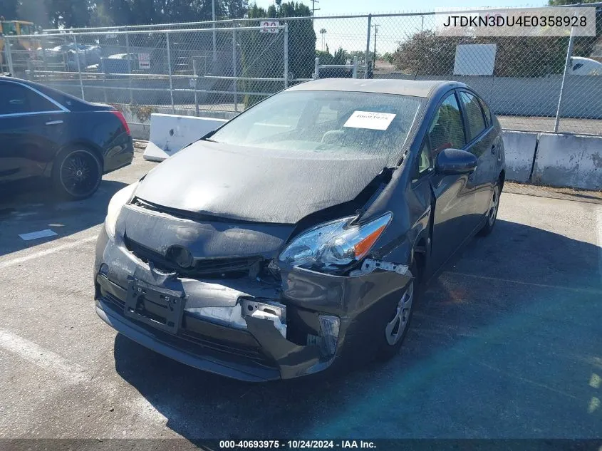 2014 Toyota Prius Two VIN: JTDKN3DU4E0358928 Lot: 40693975