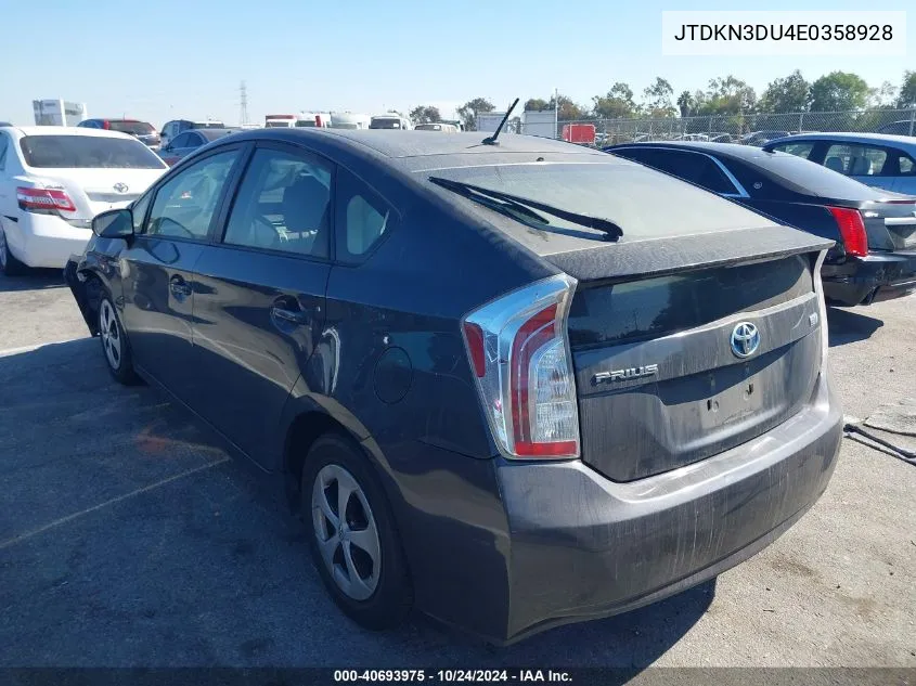 2014 Toyota Prius Two VIN: JTDKN3DU4E0358928 Lot: 40693975