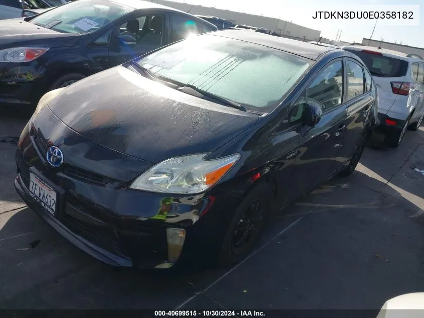 2014 Toyota Prius Two VIN: JTDKN3DU0E0358182 Lot: 40699515