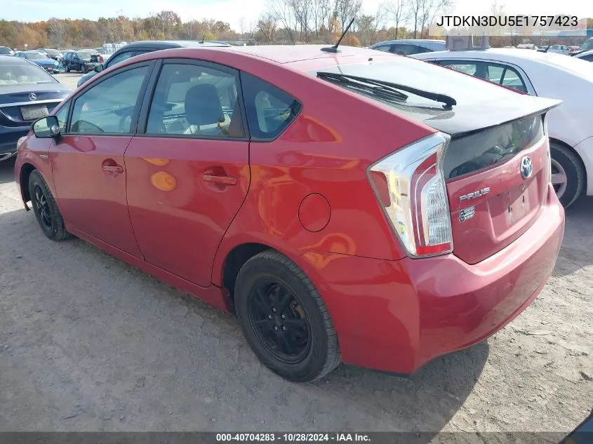 2014 Toyota Prius VIN: JTDKN3DU5E1757423 Lot: 40704283