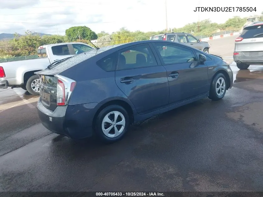 JTDKN3DU2E1785504 2014 Toyota Prius Five/Four/Three/Two