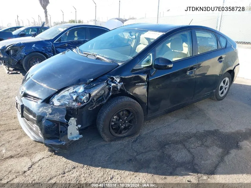 2014 Toyota Prius Two VIN: JTDKN3DU7E0358728 Lot: 40715378