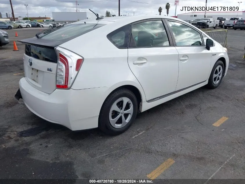 JTDKN3DU4E1781809 2014 Toyota Prius Four