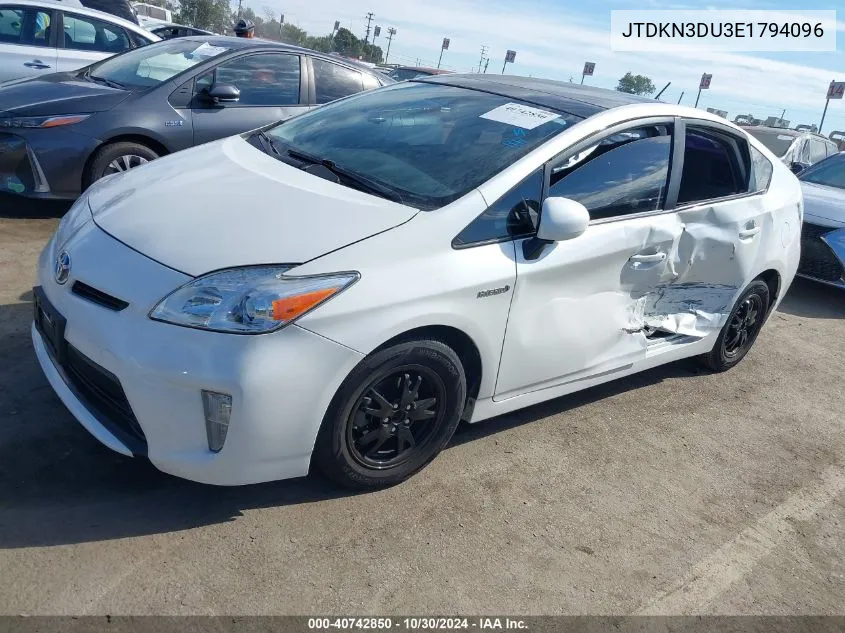 2014 Toyota Prius VIN: JTDKN3DU3E1794096 Lot: 40742850