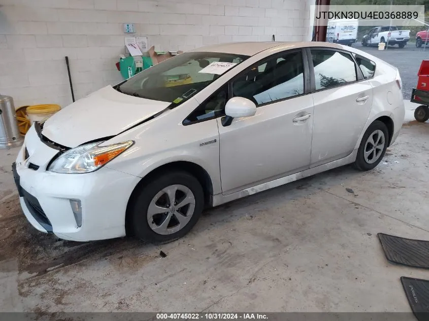 2014 Toyota Prius Four VIN: JTDKN3DU4E0368889 Lot: 40745022