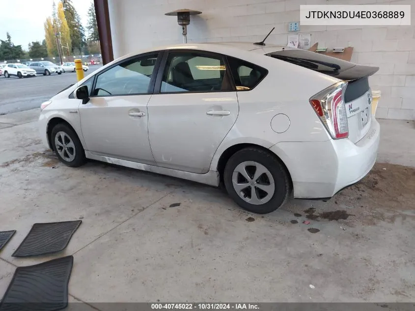 2014 Toyota Prius Four VIN: JTDKN3DU4E0368889 Lot: 40745022