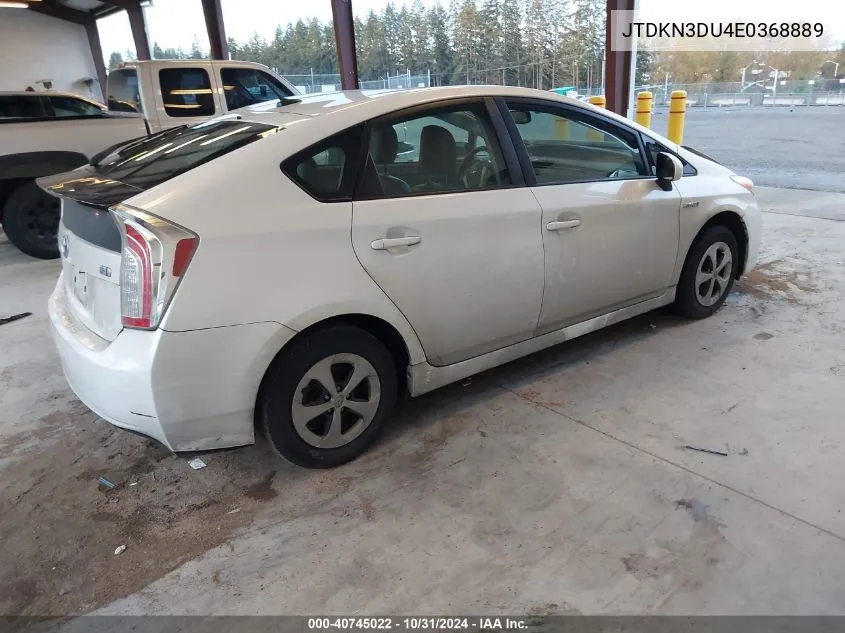 2014 Toyota Prius Four VIN: JTDKN3DU4E0368889 Lot: 40745022