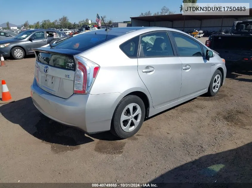 2014 Toyota Prius VIN: JTDKN3DUXE1750483 Lot: 40749885