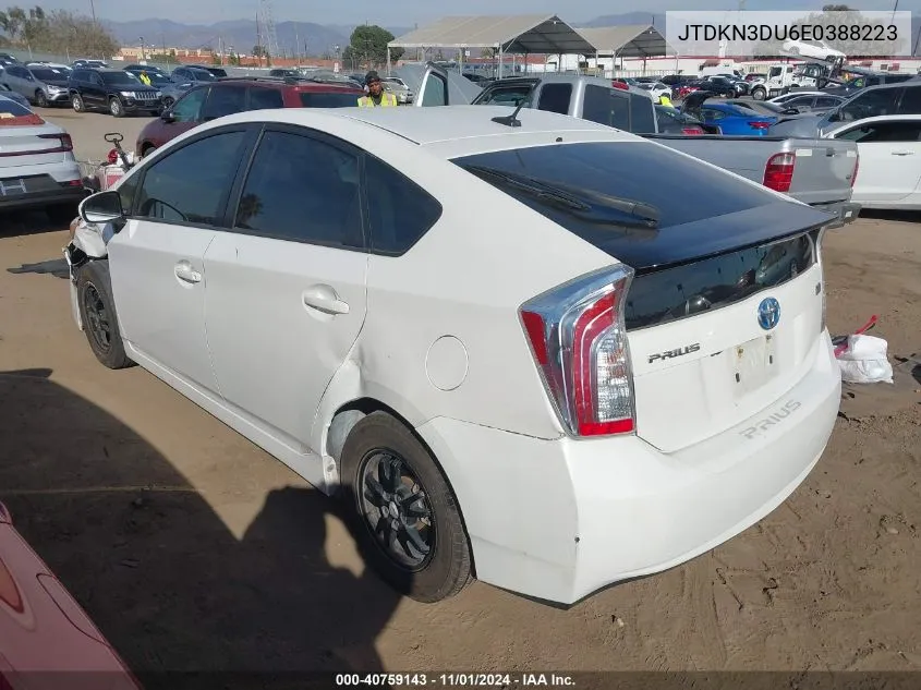 2014 Toyota Prius VIN: JTDKN3DU6E0388223 Lot: 40759143