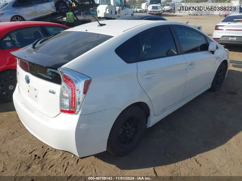 2014 Toyota Prius VIN: JTDKN3DU6E0388223 Lot: 40759143