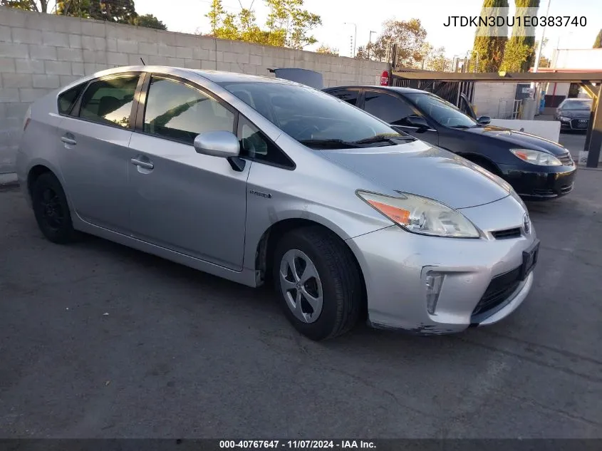 2014 Toyota Prius Four VIN: JTDKN3DU1E0383740 Lot: 40767647