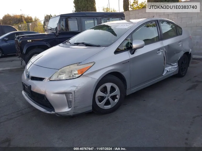 2014 Toyota Prius Four VIN: JTDKN3DU1E0383740 Lot: 40767647