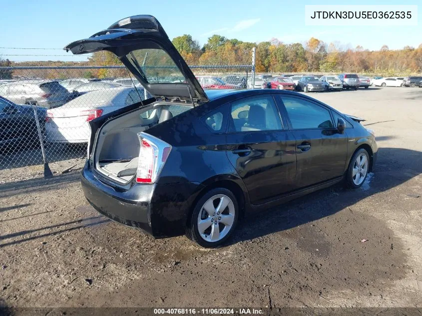 2014 Toyota Prius Five VIN: JTDKN3DU5E0362535 Lot: 40768116