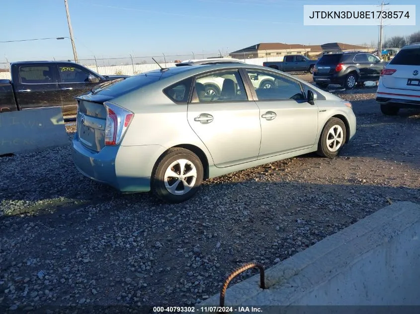 2014 Toyota Prius VIN: JTDKN3DU8E1738574 Lot: 40793302