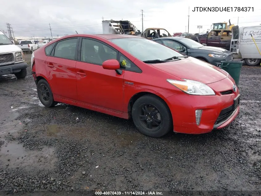 2014 Toyota Prius Two VIN: JTDKN3DU4E1784371 Lot: 40870439