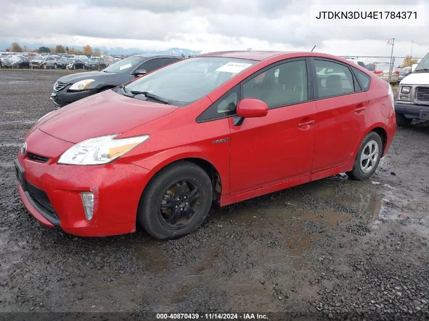 2014 Toyota Prius Two VIN: JTDKN3DU4E1784371 Lot: 40870439