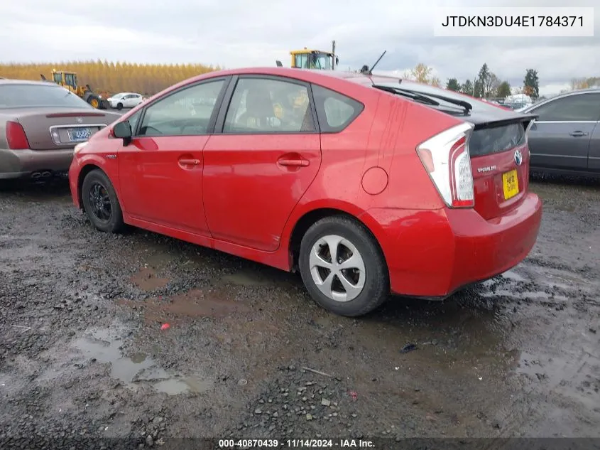 2014 Toyota Prius Two VIN: JTDKN3DU4E1784371 Lot: 40870439