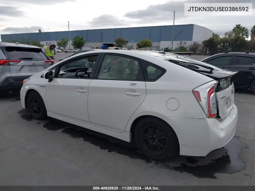 2014 Toyota Prius Four VIN: JTDKN3DU5E0386592 Lot: 40928820