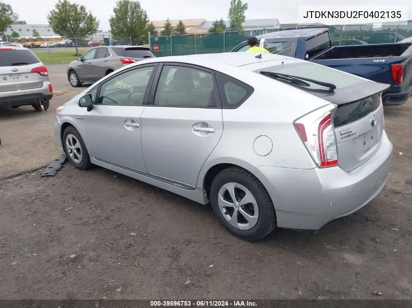 2015 Toyota Prius Two VIN: JTDKN3DU2F0402135 Lot: 39596753