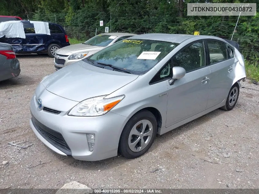 2015 Toyota Prius Four VIN: JTDKN3DU0F0430872 Lot: 40015295