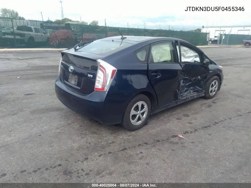 2015 Toyota Prius Five/Four/Persona Series Special Edition/Three/Two VIN: JTDKN3DU5F0455346 Lot: 40025004