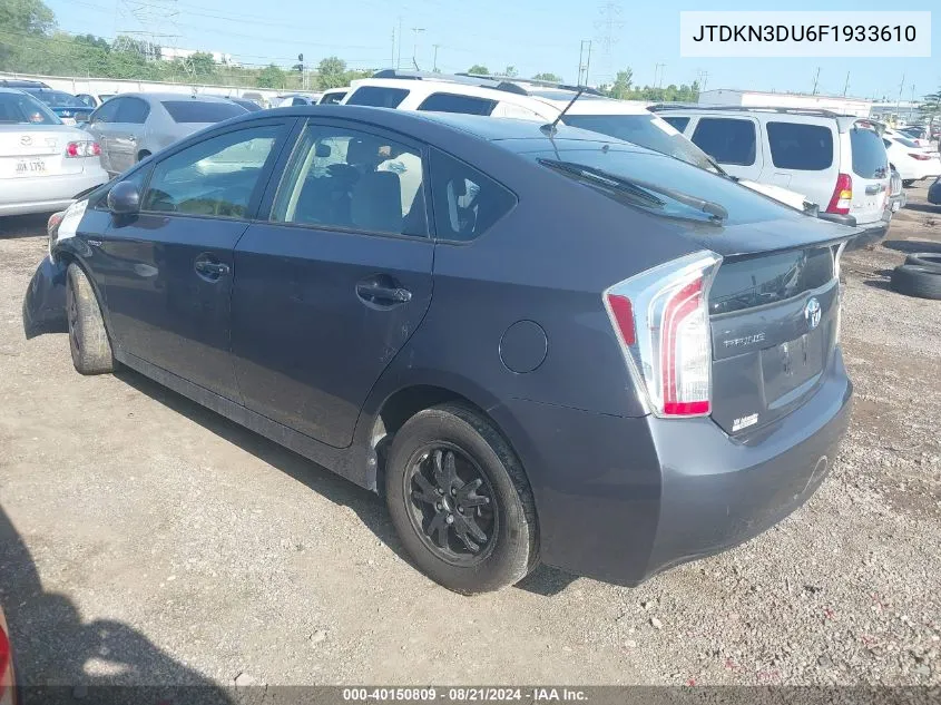 2015 Toyota Prius VIN: JTDKN3DU6F1933610 Lot: 40150809