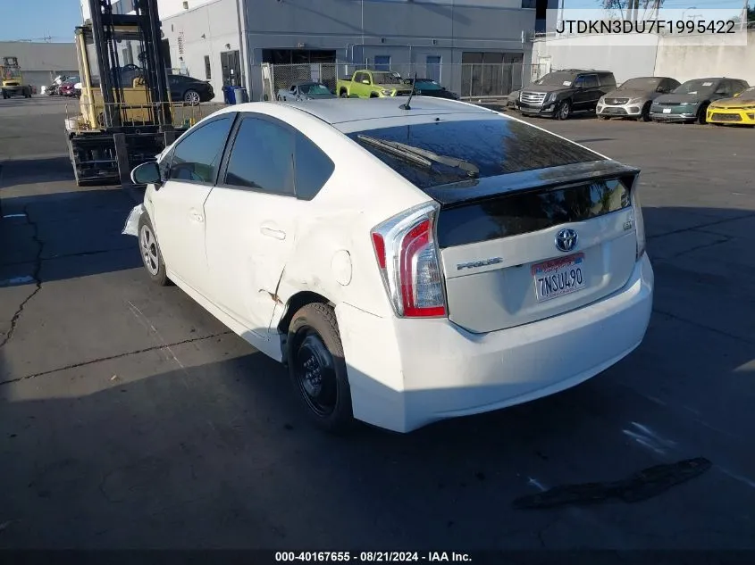 2015 Toyota Prius VIN: JTDKN3DU7F1995422 Lot: 40167655