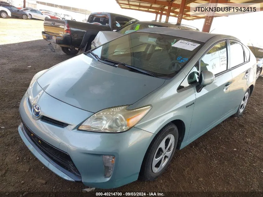 2015 Toyota Prius Two VIN: JTDKN3DU3F1943415 Lot: 40214700