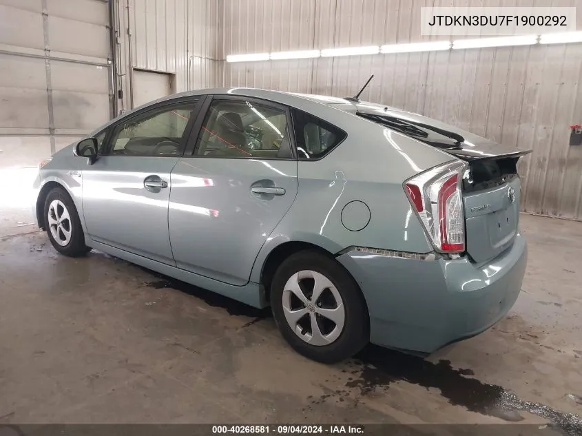 2015 Toyota Prius Three VIN: JTDKN3DU7F1900292 Lot: 40268581