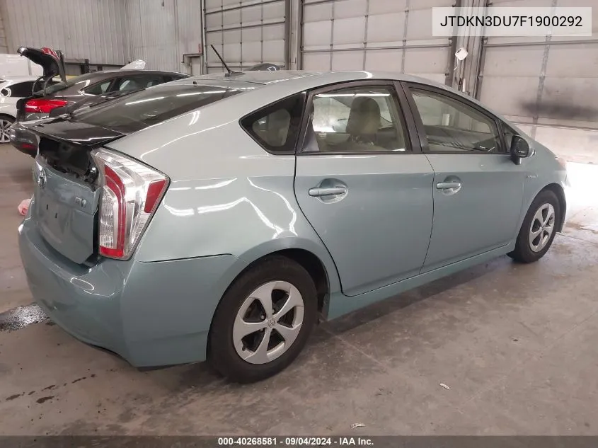 JTDKN3DU7F1900292 2015 Toyota Prius Three